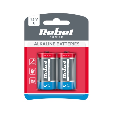 2x Bateria alkaliczna Rebel LR14 R14 C 1,5V 2x Bateria alkaliczna Rebel LR14 R14 C 1,5V