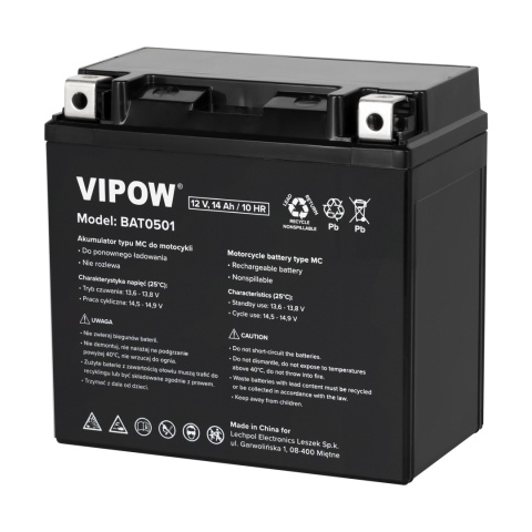 Akumulator Vipow typ MC do motocykli 12 V 14 Ah Akumulator Vipow typ MC do motocykli 12 V 14 Ah
