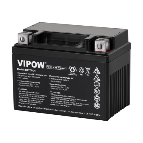 Akumulator Vipow typ MC do motocykli 12 V 4Ah