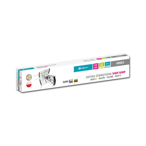 Antena DVB-T2 do tv naziemnej kierunkowa VHF UHF filtr LTE DPM HN63 Antena DVB-T2 do tv naziemnej kierunkowa VHF UHF filtr LTE DPM HN63