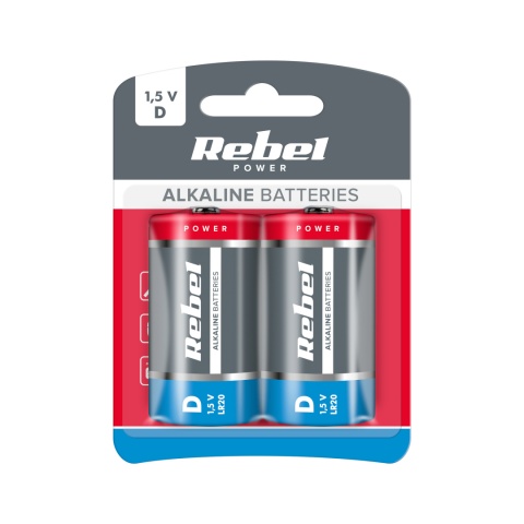 Baterie alkaliczne LR20 R20 D 1,5V 2 sztuki Rebel Baterie alkaliczne LR20 R20 D 1,5V 2 sztuki Rebel
