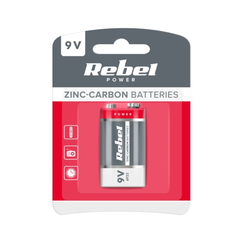Baterie cynkowo węglowe REBEL 6F22 BLISTER Baterie cynkowo węglowe REBEL 6F22 BLISTER