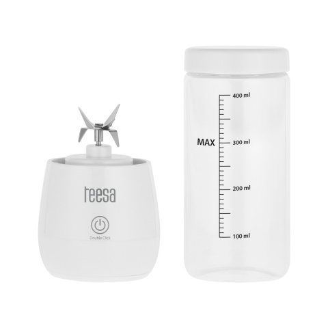 Blender przenośny bezprzewodowy turystyczny szklany kubek 450ml 100W Teesa