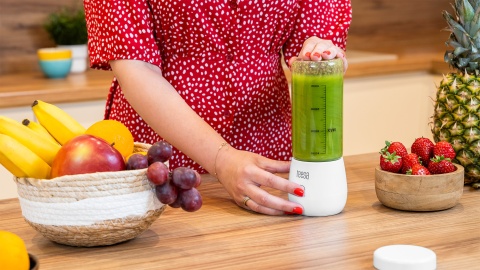 Blender przenośny bezprzewodowy turystyczny szklany kubek 450ml 100W Teesa