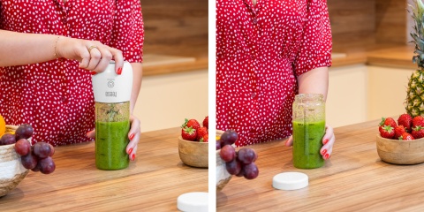 Blender przenośny bezprzewodowy turystyczny szklany kubek 450ml 100W Teesa