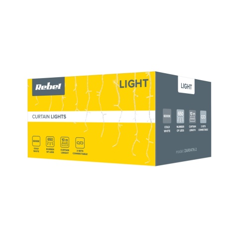 Kurtyna świetlna 650LED 10m zimny biały IP44 Rebel Kurtyna świetlna 650LED 10m zimny biały IP44 Rebel