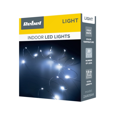 Lampki świąteczne 20 mini LED zimny biały stroik