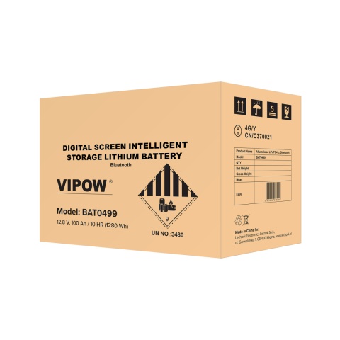 Akumulator LiFePO4 12V 100Ah Bluetooth LCD Vipow Akumulator LiFePO4 12V 100Ah Bluetooth LCD Vipow