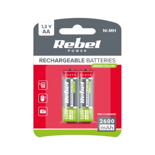 Akumulatorki 2xAA R6REBEL 2600 mAh 1,2V Ni-MH