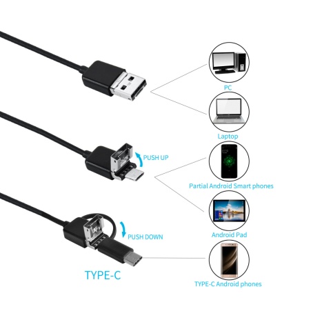 Kamera inspekcyjna do telefonu Rebel 720p IP67 2m 67° USB USB-C Micro USB Kamera inspekcyjna do telefonu Rebel 720p IP67 2m 67° USB USB-C Micro USB