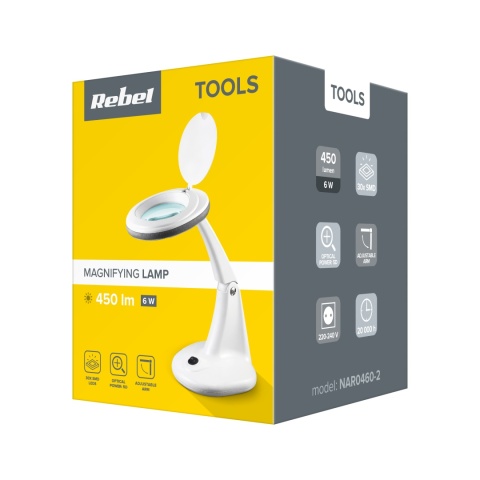Lampa warsztatowa z lupą kosmetyczna 48x LED 5dpi 6W 6500K regulacja Rebel Lampa warsztatowa z lupą kosmetyczna 48x LED 5dpi 6W 6500K regulacja Rebel