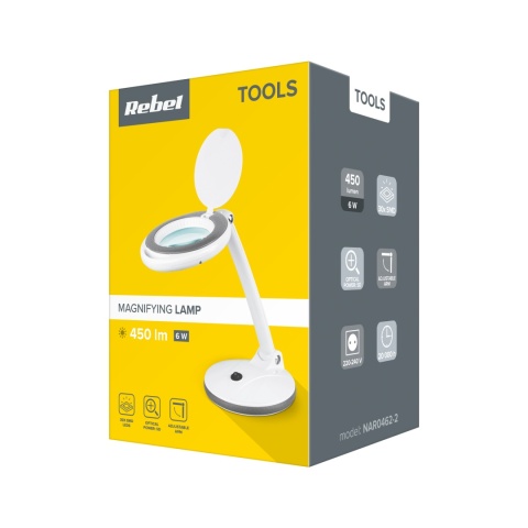 Lampa warsztatowa z lupą kosmetyczna LED 5dpi 6W 6500K regulacja Rebel Lampa warsztatowa z lupą kosmetyczna LED 5dpi 6W 6500K regulacja Rebel