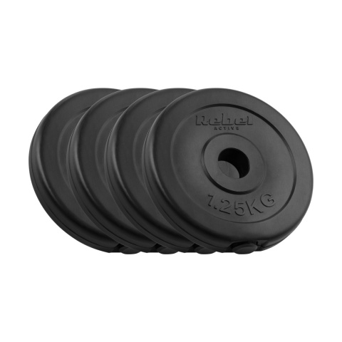 Obciążenie bitumiczne zestaw 4x1.25kg 6kg otwór 31mm talerz klasyczny REBEL Obciążenie bitumiczne zestaw 4x1.25kg 6kg otwór 31mm talerz klasyczny REBEL