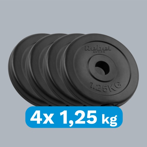 Obciążenie bitumiczne zestaw 4x1.25kg 6kg otwór 31mm talerz klasyczny REBEL Obciążenie bitumiczne zestaw 4x1.25kg 6kg otwór 31mm talerz klasyczny REBEL