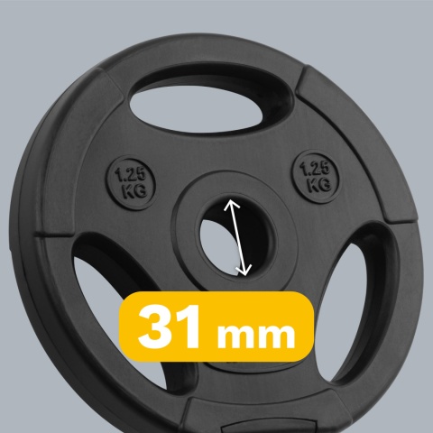 Obciążenie bitumiczne zestaw 4x1.25kg 6kg otwór 31mm talerz z uchwytami Obciążenie bitumiczne zestaw 4x1.25kg 6kg otwór 31mm talerz z uchwytami