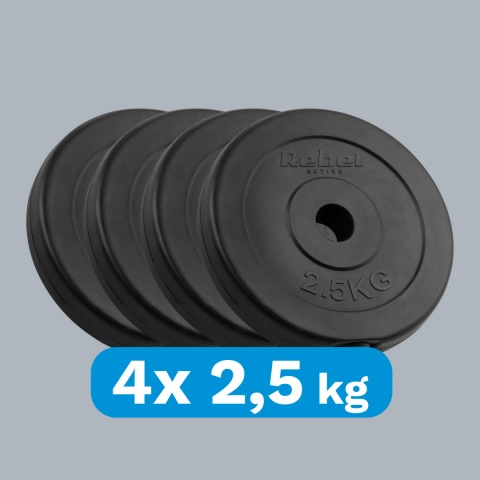 Obciążenie bitumiczne zestaw 4x2.5kg 10kg otwór 31mm talerz klasyczny REBEL Obciążenie bitumiczne zestaw 4x2.5kg 10kg otwór 31mm talerz klasyczny REBEL