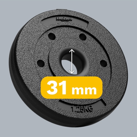 Obciążenie bitumiczne zestaw obciążeń 4x1.25kg 5kg 31mm talerze Rebel Obciążenie bitumiczne zestaw obciążeń 4x1.25kg 5kg 31mm talerze Rebel