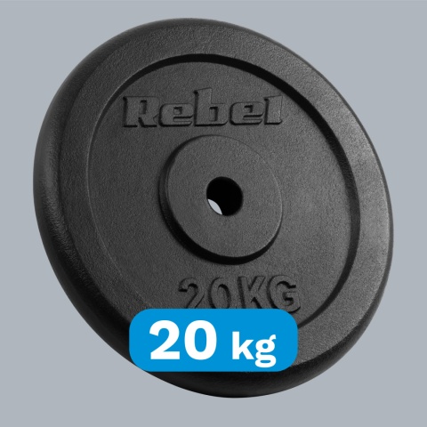 Obciążenie żeliwne 20kg otwór 31mm talerz klasyczny REBEL ACTIVE Obciążenie żeliwne 20kg otwór 31mm talerz klasyczny REBEL ACTIVE