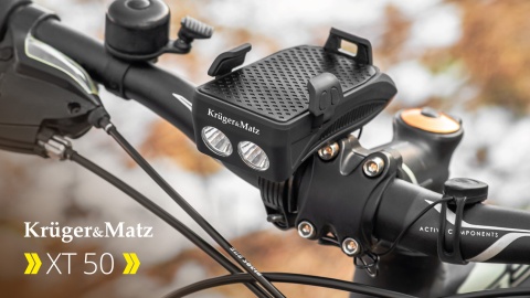 Uchwyt rowerowy na telefon powerbank latarka dzwonek Kruger&Matz XT 50 Uchwyt rowerowy na telefon powerbank latarka dzwonek Kruger&Matz XT 50