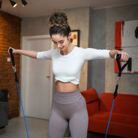 Gumy oporowe ekspandery zestaw do ćwiczeń rehabilitacji 80kg uchwyt Rebel Gumy oporowe ekspandery zestaw do ćwiczeń rehabilitacji 80kg uchwyt Rebel