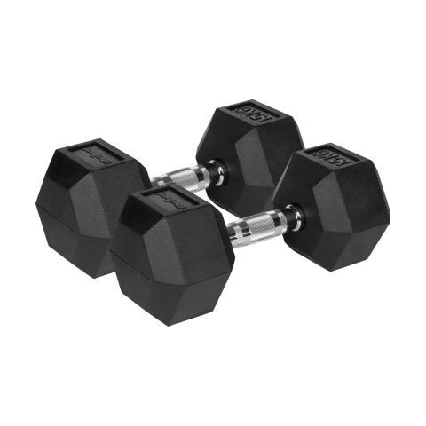 Hantle żeliwne gumowane HEX 2x15kg Rebel hexagonalne zestaw 30kg SOLIDNE Hantle żeliwne gumowane HEX 2x15kg Rebel hexagonalne zestaw 30kg SOLIDNE