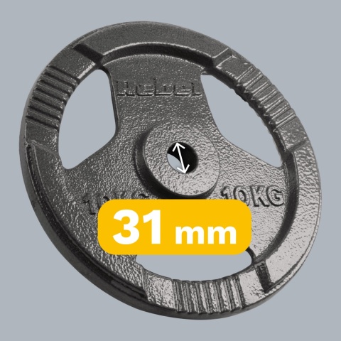 Obciążenie żeliwne zestaw 2x10kg 20kg otwór 31mm talerz z uchwytami REBEL Obciążenie żeliwne zestaw 2x10kg 20kg otwór 31mm talerz z uchwytami REBEL
