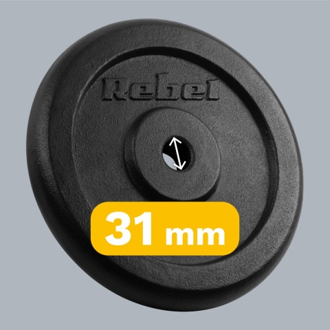 Obciążenie żeliwne zestaw 2x15kg 30kg otwór 31mm talerz klasyczny REBEL Obciążenie żeliwne zestaw 2x15kg 30kg otwór 31mm talerz klasyczny REBEL