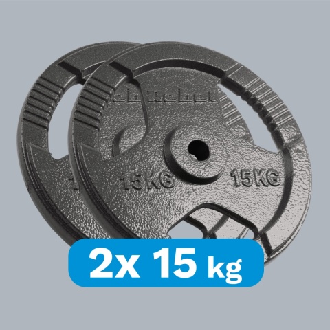 Obciążenie żeliwne zestaw 2x15kg 30kg otwór 31mm talerz z uchwytami REBEL Obciążenie żeliwne zestaw 2x15kg 30kg otwór 31mm talerz z uchwytami REBEL