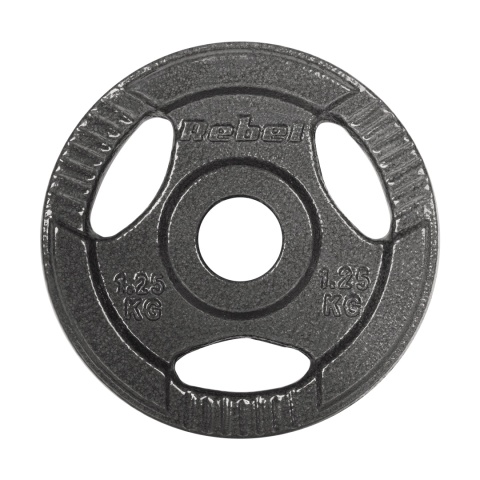 Obciążenie żeliwne zestaw 4x1.25kg 6kg otwór 31mm talerz z uchwytami REBEL Obciążenie żeliwne zestaw 4x1.25kg 6kg otwór 31mm talerz z uchwytami REBEL
