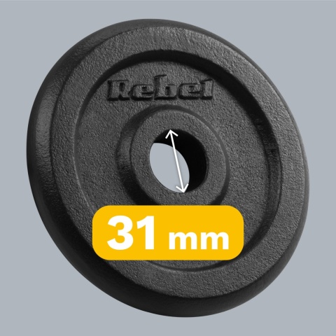 Obciążenie żeliwne zestaw 4x2.5kg 10kg otwór 31mm talerz klasyczny REBEL Obciążenie żeliwne zestaw 4x2.5kg 10kg otwór 31mm talerz klasyczny REBEL