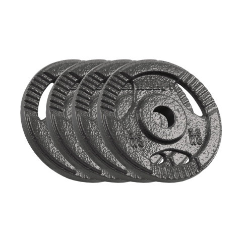 Obciążenie żeliwne zestaw 4x2.5kg 10kg otwór 31mm talerz z uchwytami REBEL Obciążenie żeliwne zestaw 4x2.5kg 10kg otwór 31mm talerz z uchwytami REBEL