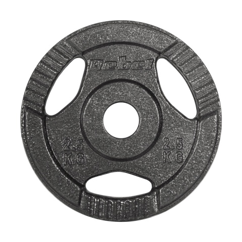 Obciążenie żeliwne zestaw 4x2.5kg 10kg otwór 31mm talerz z uchwytami REBEL Obciążenie żeliwne zestaw 4x2.5kg 10kg otwór 31mm talerz z uchwytami REBEL