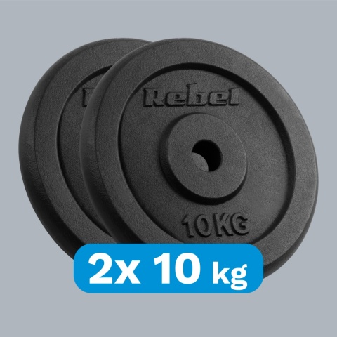 Obciążenie żeliwne zestw 2x10kg 20kg otwór 31mm talerz REBEL