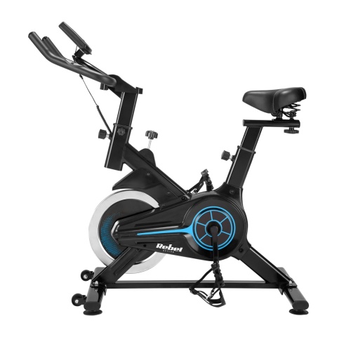 Rower treningowy spinningowy kółka transportowe LCD uchwyt regulacja REBEL Rower treningowy spinningowy kółka transportowe LCD uchwyt regulacja REBEL