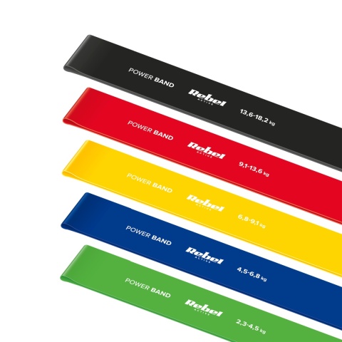 Zestaw 5 gum taśm do ćwiczeń treningu rehabilitacyjna fitness band Rebel