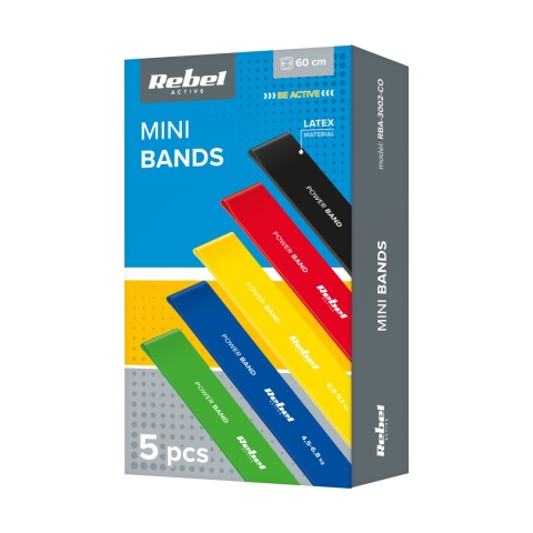 Zestaw 5 gum taśm do ćwiczeń treningu rehabilitacyjna fitness band Rebel