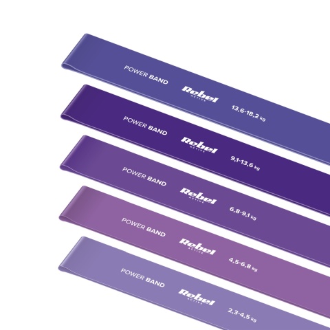 Zestaw 5 gum taśm do ćwiczeń treningu rehabilitacyjna fitness band Rebel