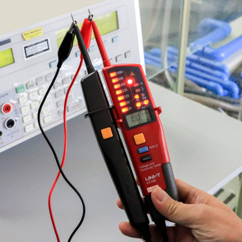 Miernik wskaźnik tester napięcia Uni-T UT18E kolejność faz ciągłość obwodu Miernik wskaźnik tester napięcia Uni-T UT18E kolejność faz ciągłość obwodu