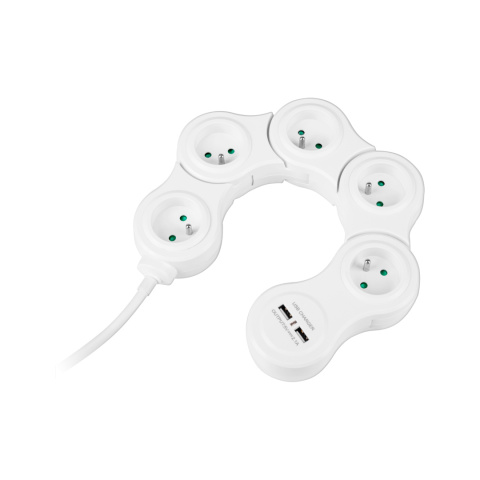 Przedłużacz składany snake listwa zasilająca 1,5m 5 gniazd 2xUSB Rebel Przedłużacz składany snake listwa zasilająca 1,5m 5 gniazd 2xUSB Rebel