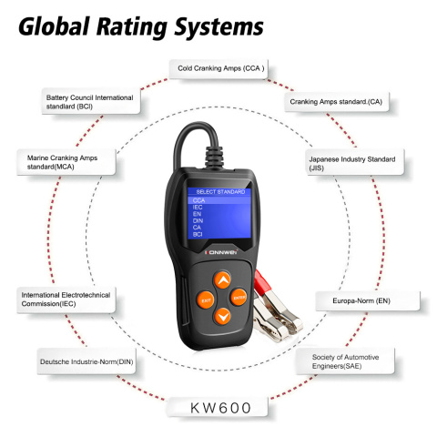 Tester Akumulatorów Konnwei KW600 - Diagnostyka Akumulatora Samochodowego 12V Tester Akumulatorów Konnwei KW600 - Diagnostyka Akumulatora Samochodowego 12V