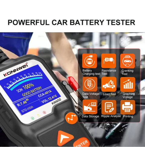 Tester akumulatorów samochodowych Konnwei KW650