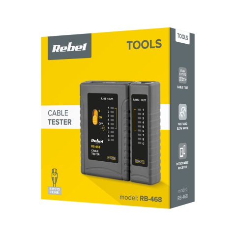 Tester linii telefonicznych sieci kabli RJ45 RJ12 RJ11 Rebel Tools Tester linii telefonicznych sieci kabli RJ45 RJ12 RJ11 Rebel Tools