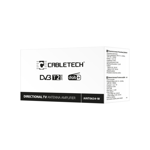 Wzmacniacz antenowy zasilacz DVB-T2 TV Cabletech Wzmacniacz antenowy zasilacz DVB-T2 TV Cabletech