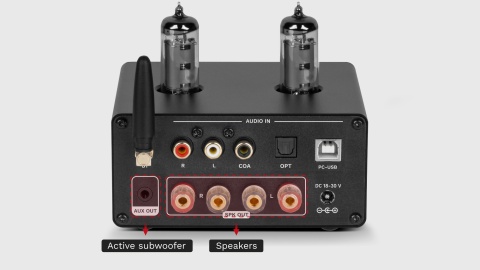 Wzmacniacz lampowy stereo 2x100W 4-8Ohm Bluetooth 5.0 AUX Kruger&Matz A60