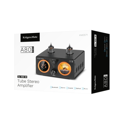 Wzmacniacz lampowy stereo Bluetooth 5.1 aptX HD LED AUX Kruger&Matz A80-PRO