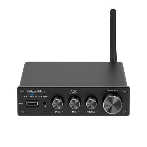 Wzmacniacz stereo Bluetooth 5.1 aptX HD 2x100W pilot Kruger&Matz A20