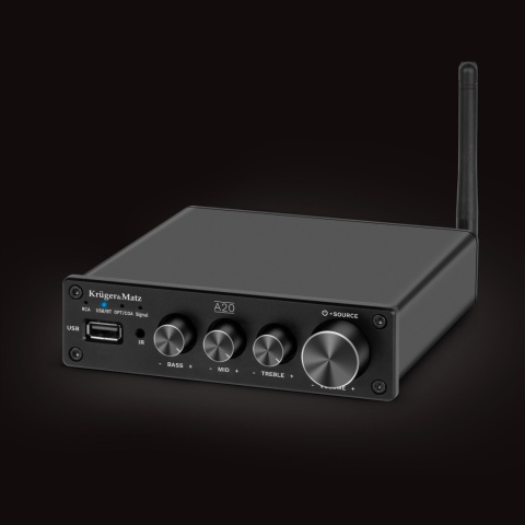 Wzmacniacz stereo Bluetooth 5.1 aptX HD 2x100W pilot Kruger&Matz A20
