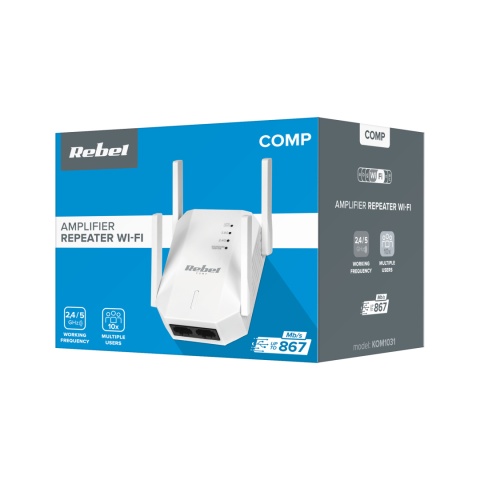 Wzmacniacz sygnału Wi-Fi dwuzakresowy repeater 2.4/5GHz 867 MB/s LAN Rebel