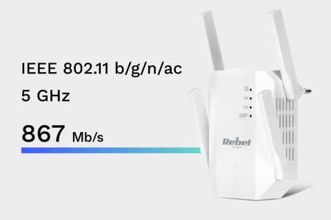 Wzmacniacz sygnału Wi-Fi dwuzakresowy repeater 2.4/5GHz 867 MB/s LAN Rebel