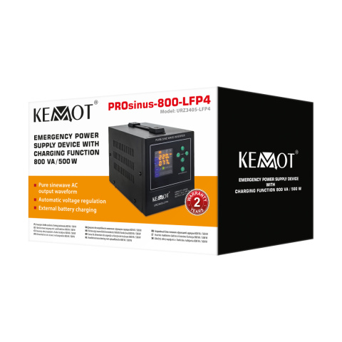 Zasilacz Awaryjny Przetwornica KEMOT PROsinus-800-LFP4 12V 230V 800VA/500W Zasilacz Awaryjny Przetwornica KEMOT PROsinus-800-LFP4 12V 230V 800VA/500W